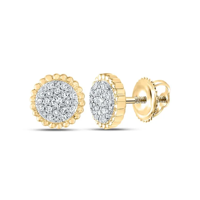 Earrings gndatlanta 10k Yellow Gold Round Diamond Beaded Halo Cluster Earrings 14 Cttw Earrings gndatlanta 10k Yellow Gold Round Diamond Beaded Halo Cluster Earrings 14 Cttw