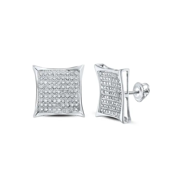 Earrings gndatlanta 14k White Gold Round Diamond Square Earrings 12 Cttw