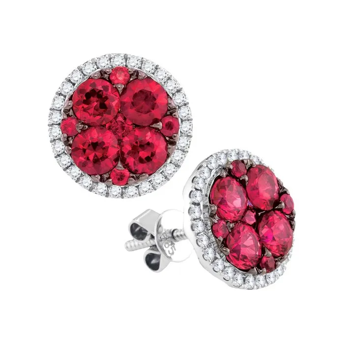 Earrings gndatlanta 14k White Gold Round Ruby Circle Cluster Earrings 278 Cttw Earrings gndatlanta 14k White Gold Round Ruby Circle Cluster Earrings 278 Cttw