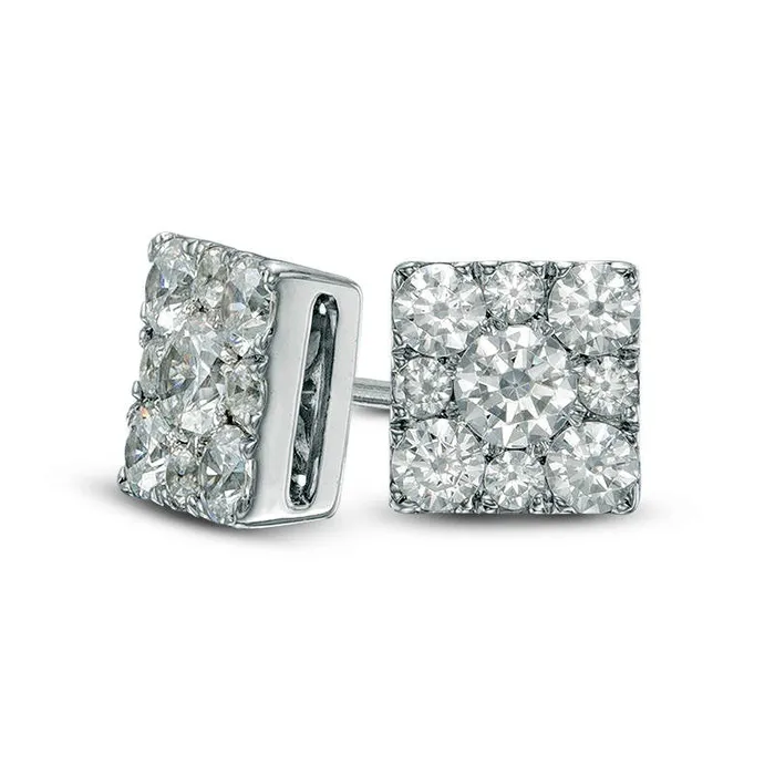 Earrings Goldia 1 CT TW Composite Diamond Square Stud Earrings in 10K White Gold Earrings Goldia 1 CT TW Composite Diamond Square Stud Earrings in 10K White Gold