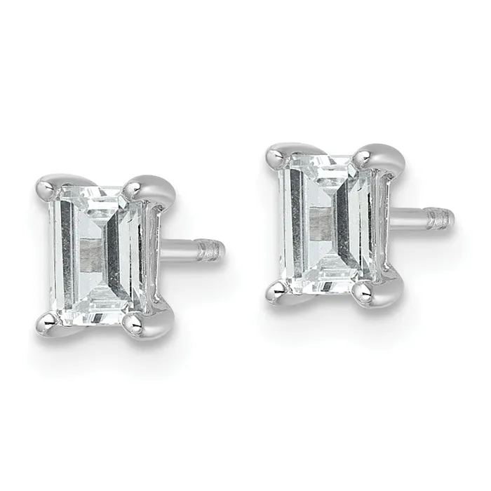 Earrings Goldia 14k White Gold 1 ctw Certified Lab Grown Diamond VSSI G Emerald 4 Prong Heavy Wt Stud Earrings