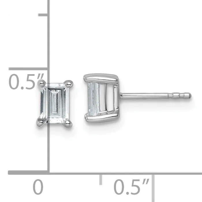 Earrings Goldia 14k White Gold 1 ctw Certified Lab Grown Diamond VSSI G Emerald 4 Prong Heavy Wt Stud Earrings