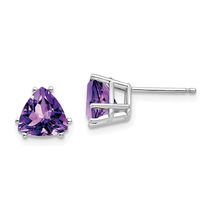 Earrings Goldia 14k White Gold 7mm Trillion Amethyst Earrings