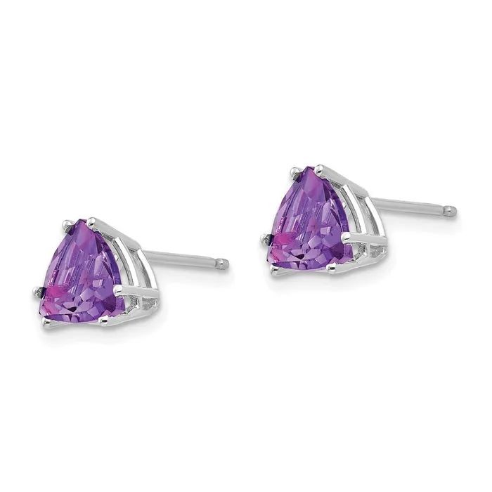Earrings Goldia 14k White Gold 7mm Trillion Amethyst Earrings