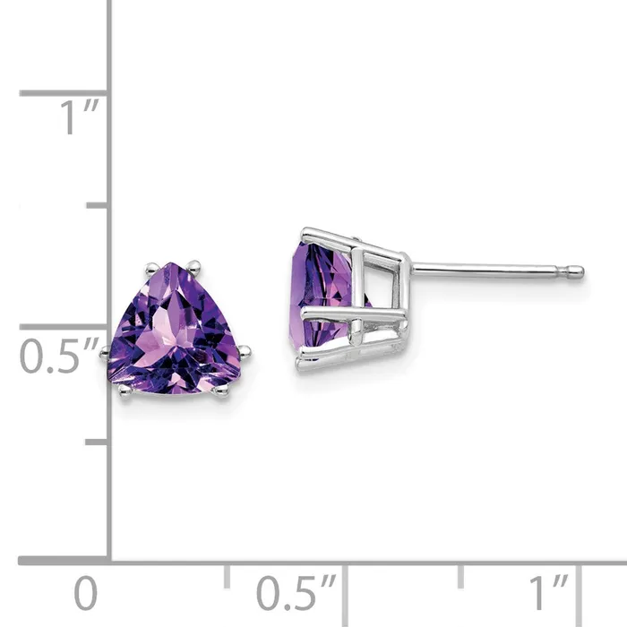 Earrings Goldia 14k White Gold 7mm Trillion Amethyst Earrings