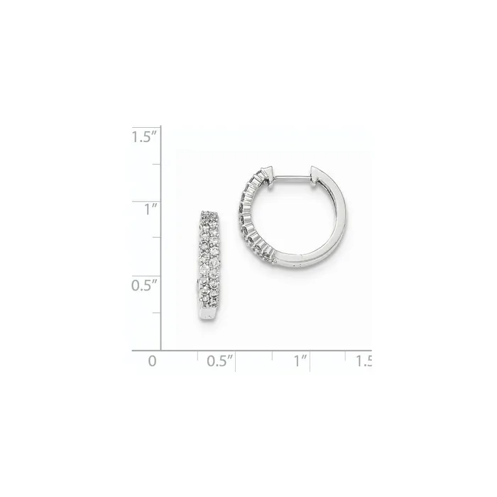 Earrings Goldia 14k White Gold Polished Real Diamond Hinged Hoop Earrings