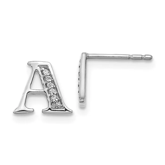 Earrings Goldia 14k White Gold Real Diamond Initial A Earrings