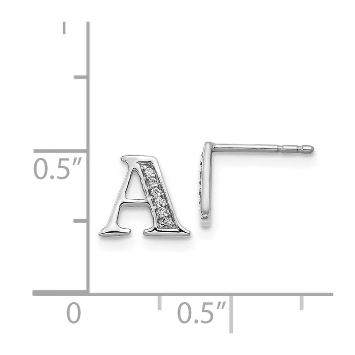 Earrings Goldia 14k White Gold Real Diamond Initial A Earrings
