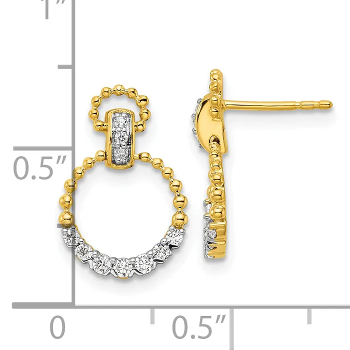 Earrings Goldia 14k Yellow Gold 14 Ct Lab Grown Diamond VSSI G Circle Dangle Post Earrings