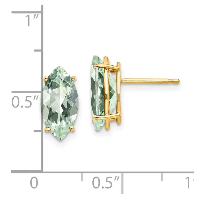 Earrings Goldia 14k Yellow Gold 12x6 Marquise Green Quartz Earring