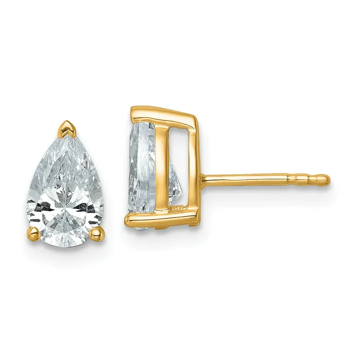 Earrings Goldia 14k Yellow Gold 2 ctw Lab Grown Diamond VSSI G Pear 4 Prong Heavy Wt Stud Earrings Earrings Goldia 14k Yellow Gold 2 ctw Lab Grown Diamond VSSI G Pear 4 Prong Heavy Wt Stud Earrings