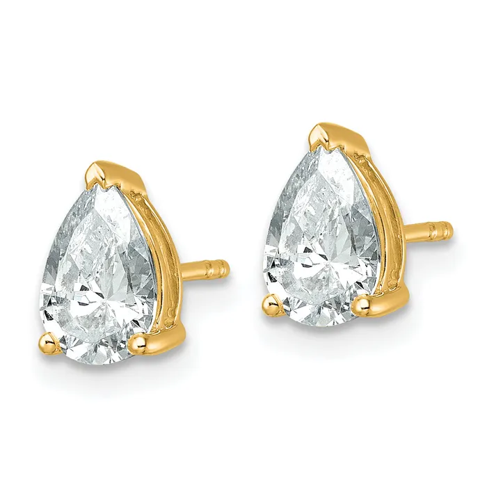Earrings Goldia 14k Yellow Gold 2 ctw Lab Grown Diamond VSSI G Pear 4 Prong Heavy Wt Stud Earrings