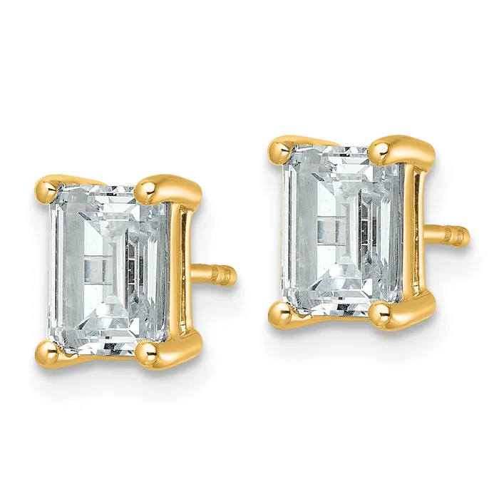 Earrings Goldia 14k Yellow Gold 3 ctw Certified Lab Grown Diamond VSSI G Emerald 4 Prong Heavy Wt Stud Earrings