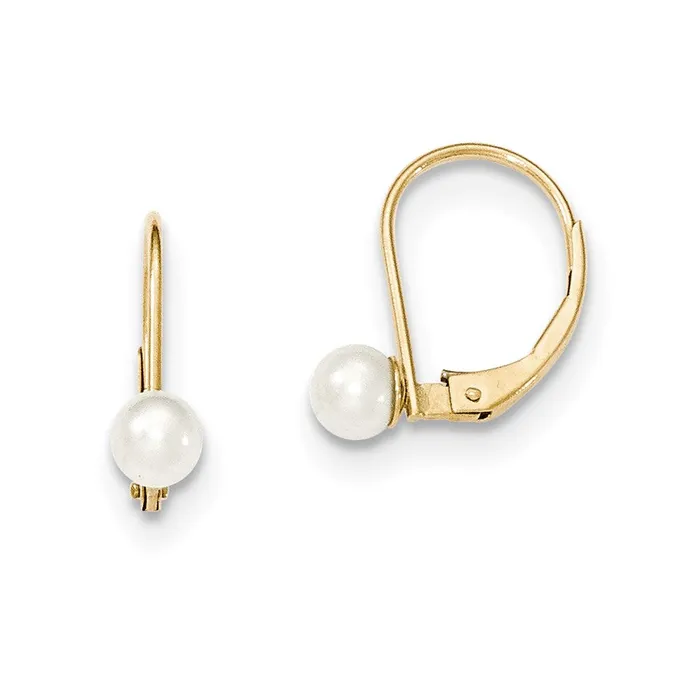 Earrings Goldia 14k Yellow Gold 45mm FW Cultured Pearl Leverback Earrings