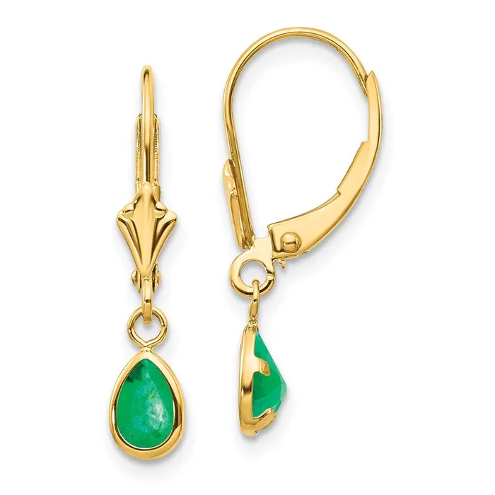 Earrings Goldia 14k Yellow Gold 6x4mm EmeraldMay Earrings