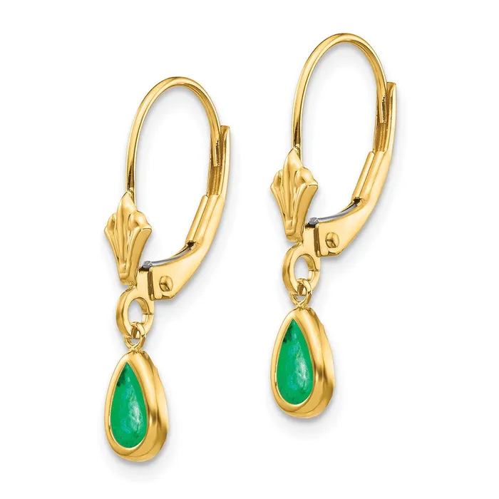 Earrings Goldia 14k Yellow Gold 6x4mm EmeraldMay Earrings