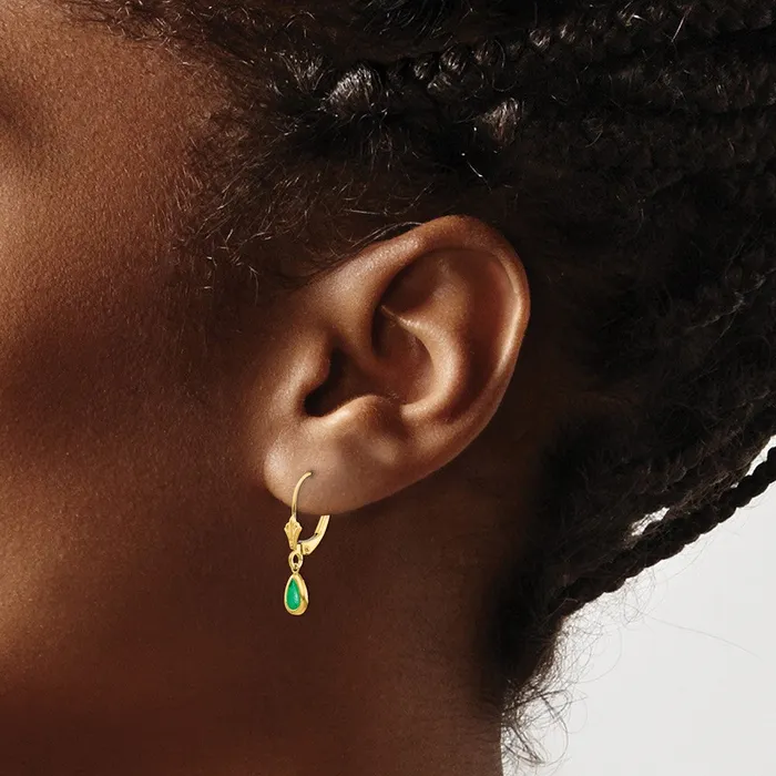 Earrings Goldia 14k Yellow Gold 6x4mm EmeraldMay Earrings