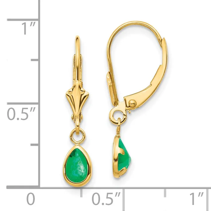 Earrings Goldia 14k Yellow Gold 6x4mm EmeraldMay Earrings