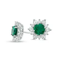 Earrings Goldia 50mm LabCreated Emerald and White Sapphire Sunburst Stud Earrings in Sterling Silver Earrings Goldia 50mm LabCreated Emerald and White Sapphire Sunburst Stud Earrings in Sterling Silver