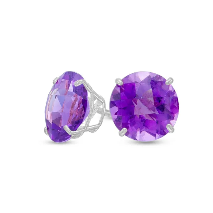 Earrings Goldia 80mm Amethyst Stud Earrings in 10K White Gold