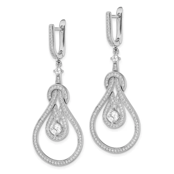 Earrings Goldia Brilliant Embers Sterling Silver Rhodiumplated 226 Stone CZ Hinged Hoop Chandelier Dangle Earrings