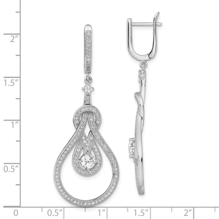 Earrings Goldia Brilliant Embers Sterling Silver Rhodiumplated 226 Stone CZ Hinged Hoop Chandelier Dangle Earrings