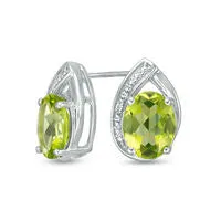 Earrings Goldia Oval Peridot and LabCreated White Sapphire Teardrop Stud Earrings in Sterling Silver Earrings Goldia Oval Peridot and LabCreated White Sapphire Teardrop Stud Earrings in Sterling Silver