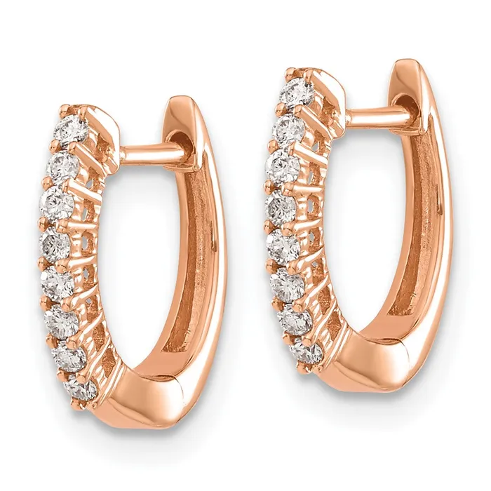Earrings Goldia Solid 14k Rose Gold Polished Simulated CZ Hinged Hoop Earrings