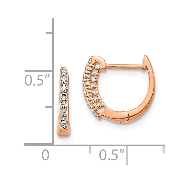 Earrings Goldia Solid 14k Rose Gold Polished Simulated CZ Hinged Hoop Earrings