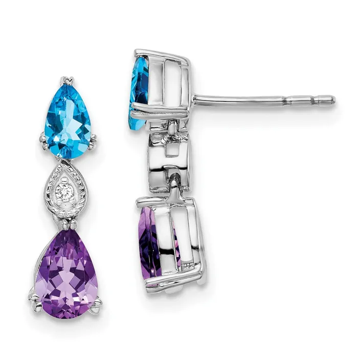 Earrings Goldia Solid 14k White Gold Simulated Blue TopazAmethystCZ Earrings Earrings Goldia Solid 14k White Gold Simulated Blue TopazAmethystCZ Earrings