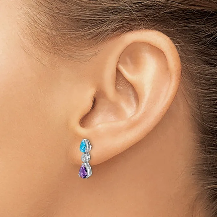 Earrings Goldia Solid 14k White Gold Simulated Blue TopazAmethystCZ Earrings Earrings Goldia Solid 14k White Gold Simulated Blue TopazAmethystCZ Earrings