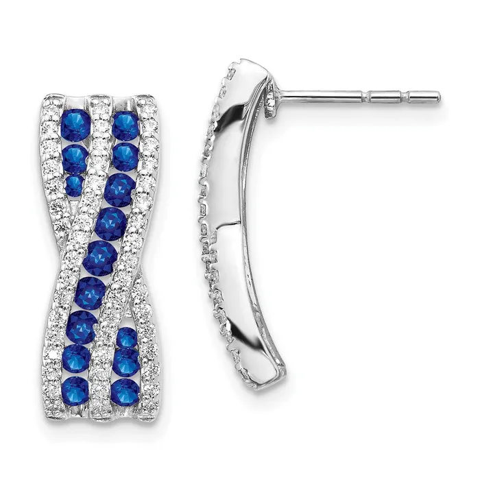 Earrings Goldia Solid 14k White Gold Simulated CZ and Sapphire Fancy Earrings Earrings Goldia Solid 14k White Gold Simulated CZ and Sapphire Fancy Earrings