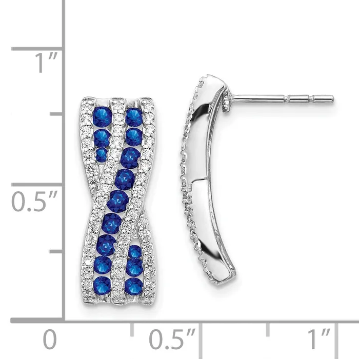 Earrings Goldia Solid 14k White Gold Simulated CZ and Sapphire Fancy Earrings