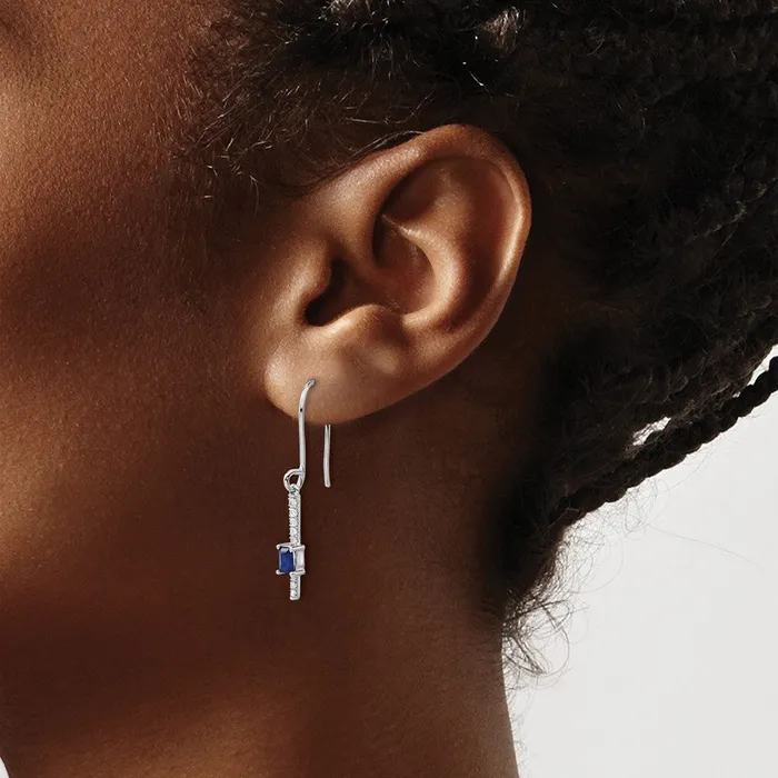 Earrings Goldia Solid 14k White Gold Simulated CZ and Sapphire Fancy Earrings