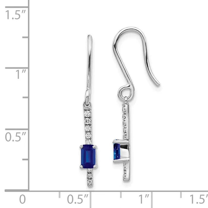 Earrings Goldia Solid 14k White Gold Simulated CZ and Sapphire Fancy Earrings