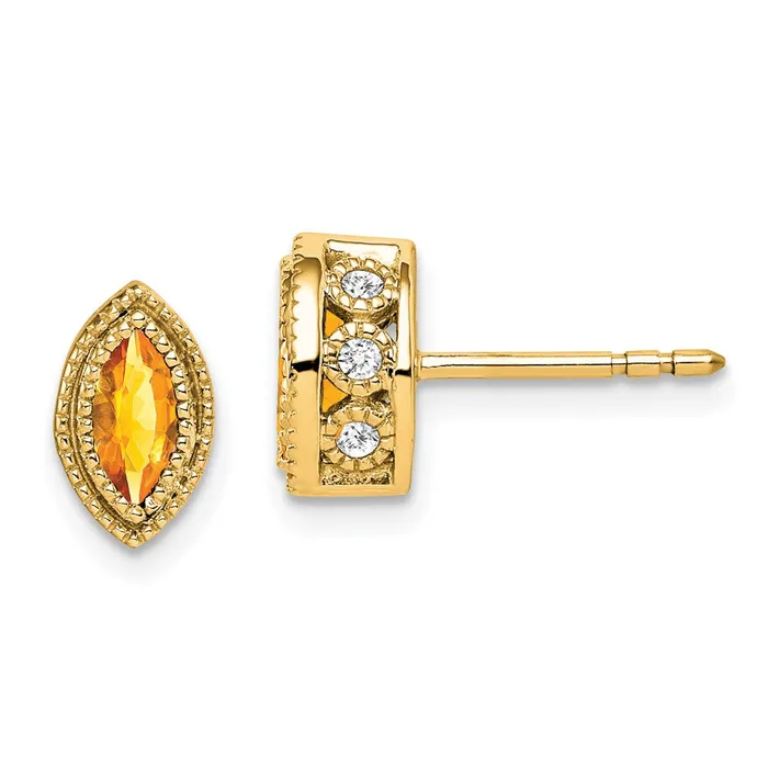 Earrings Goldia Solid 14k Yellow Gold Marquise Simulated Citrine and CZ Earrings Earrings Goldia Solid 14k Yellow Gold Marquise Simulated Citrine and CZ Earrings