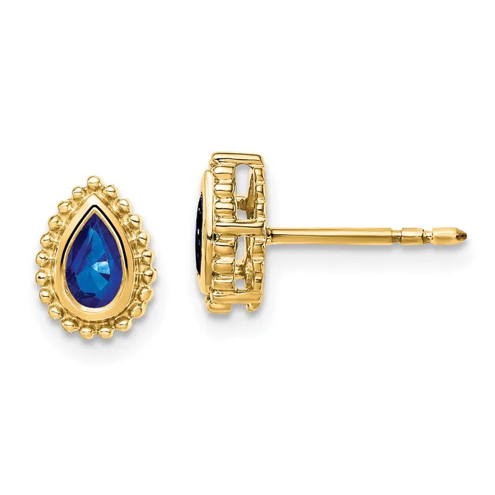 Earrings Goldia Solid 14k Yellow Gold Pear Simulated Sapphire Post Earrings Earrings Goldia Solid 14k Yellow Gold Pear Simulated Sapphire Post Earrings