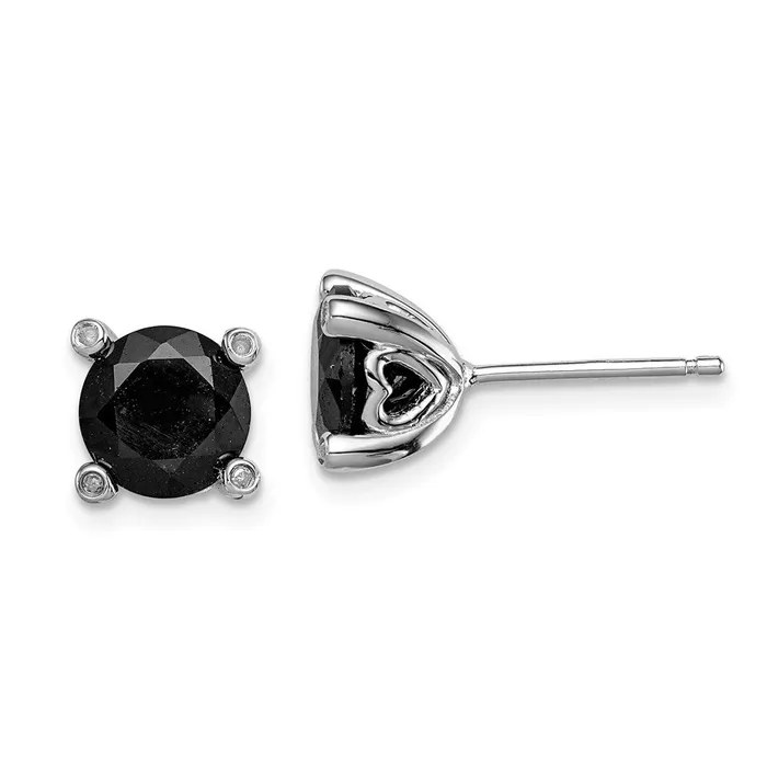 Earrings Goldia Sterling Silver Rhodiumplated Black Sapphire u0026 Diamond Post Earrings