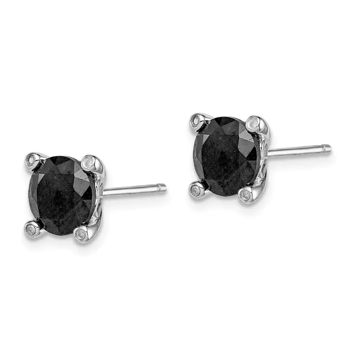 Earrings Goldia Sterling Silver Rhodiumplated Black Sapphire u0026 Diamond Post Earrings