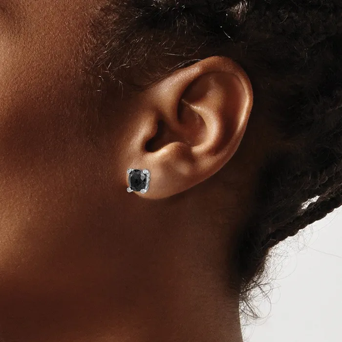 Earrings Goldia Sterling Silver Rhodiumplated Black Sapphire u0026 Diamond Post Earrings