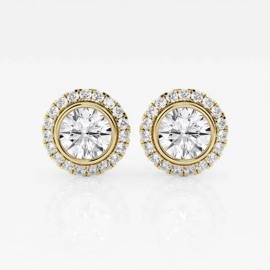 Earrings JMS always Original Brilliant Diamond 14KT Yellow Gold 2 38 cttw RoundCut Lab Grown Diamond Bezel Set Halo Stud Earrings for Women FGVSSI GSI Earrings JMS always Original Brilliant Diamond 14KT Yellow Gold 2 38 cttw RoundCut Lab Grown Diamond Bezel Set Halo Stud Earrings for Women FGVSSI GSI