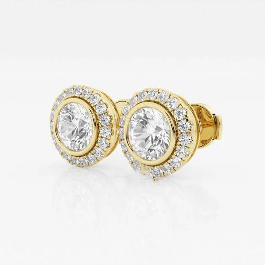 Earrings JMS always Original Brilliant Diamond 14KT Yellow Gold 2 38 cttw RoundCut Lab Grown Diamond Bezel Set Halo Stud Earrings for Women FGVSSI GSI Earrings JMS always Original Brilliant Diamond 14KT Yellow Gold 2 38 cttw RoundCut Lab Grown Diamond Bezel Set Halo Stud Earrings for Women FGVSSI GSI