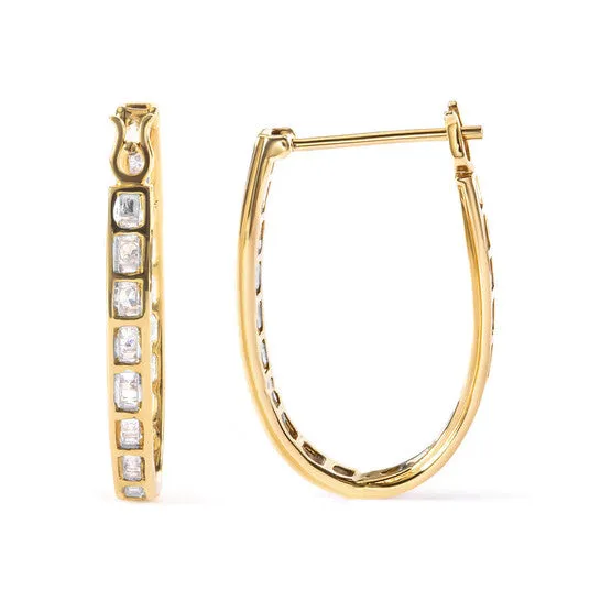 Earrings JMS always Original Haus of Brilliance 10K Yellow Gold 100 Cttw Round and BaguetteCut Diamond UHoop Earrings HI Color SI2I1 Clarity Earrings JMS always Original Haus of Brilliance 10K Yellow Gold 100 Cttw Round and BaguetteCut Diamond UHoop Earrings HI Color SI2I1 Clarity