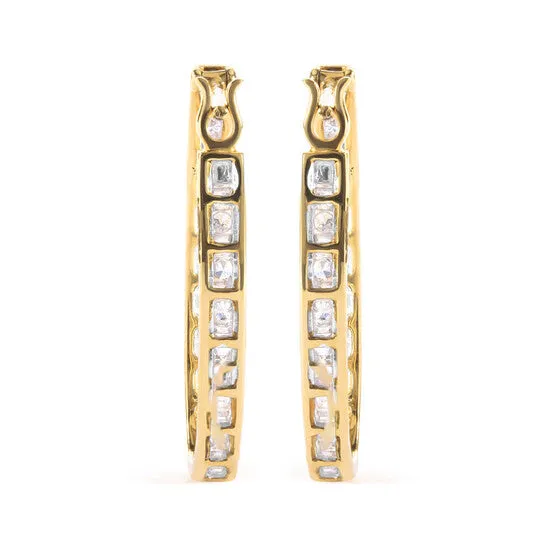 Earrings JMS always Original Haus of Brilliance 10K Yellow Gold 100 Cttw Round and BaguetteCut Diamond UHoop Earrings HI Color SI2I1 Clarity Earrings JMS always Original Haus of Brilliance 10K Yellow Gold 100 Cttw Round and BaguetteCut Diamond UHoop Earrings HI Color SI2I1 Clarity