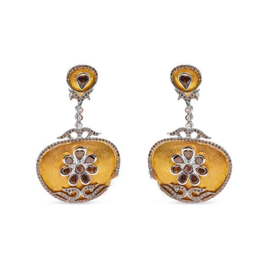 Earrings JMS always Original Haus of Brilliance 14K White and Yellow Gold 5 14 Cttw Rose Cut Diamond Matte Finished Medallion Dangle Earring Fancy Color I1I2 Clarity Earrings JMS always Original Haus of Brilliance 14K White and Yellow Gold 5 14 Cttw Rose Cut Diamond Matte Finished Medallion Dangle Earring Fancy Color I1I2 Clarity