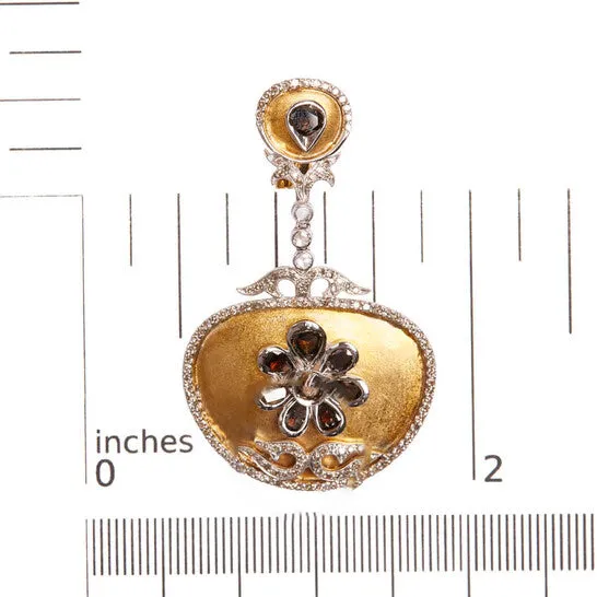 Earrings JMS always Original Haus of Brilliance 14K White and Yellow Gold 5 14 Cttw Rose Cut Diamond Matte Finished Medallion Dangle Earring Fancy Color I1I2 Clarity