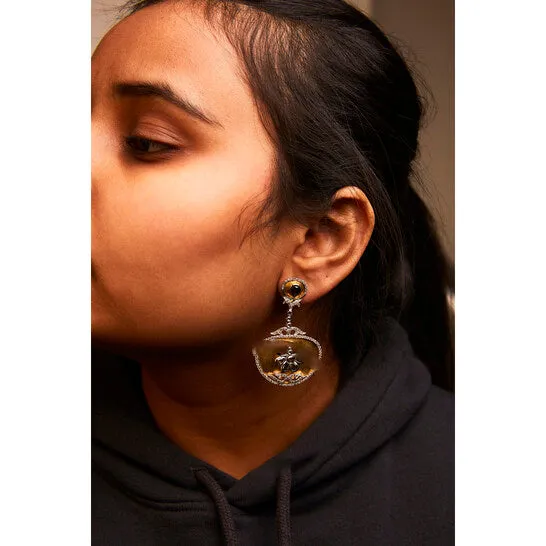 Earrings JMS always Original Haus of Brilliance 14K White and Yellow Gold 5 14 Cttw Rose Cut Diamond Matte Finished Medallion Dangle Earring Fancy Color I1I2 Clarity