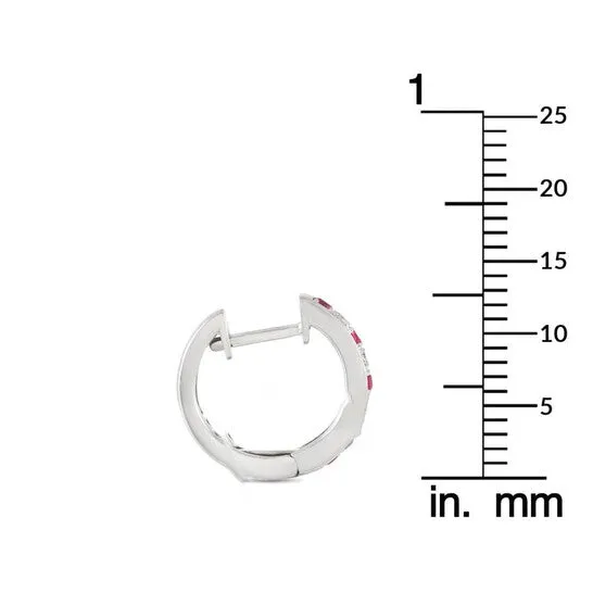 Earrings JMS always Original LB Exclusive 14K White Gold 015 ct Diamond and 025 ct Ruby Hoop Earrings Earrings JMS always Original LB Exclusive 14K White Gold 015 ct Diamond and 025 ct Ruby Hoop Earrings