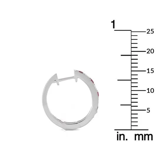 Earrings JMS always Original LB Exclusive 14K White Gold 025 ct Diamond and 042 ct Ruby Hoop Earrings Earrings JMS always Original LB Exclusive 14K White Gold 025 ct Diamond and 042 ct Ruby Hoop Earrings