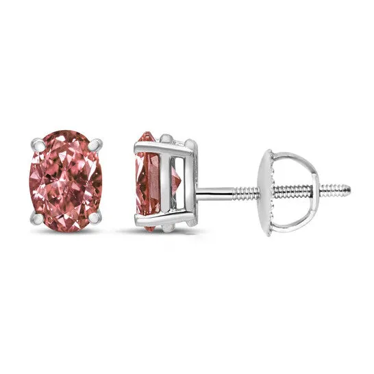 Earrings Original Haus of Brilliance 14K White Gold 12 Cttw Lab Grown Pink Oval 4 Prong Set Classic Diamond Solitaire Stud Earrings Pink Color VS2SI1 Clarity JMS always Earrings Original Haus of Brilliance 14K White Gold 12 Cttw Lab Grown Pink Oval 4 Prong Set Classic Diamond Solitaire Stud Earrings Pink Color VS2SI1 Clarity JMS always
